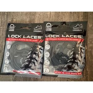 Lock Laces Original Elastic No-Tie Shoelaces Black 2 Pack Adjustable One Size